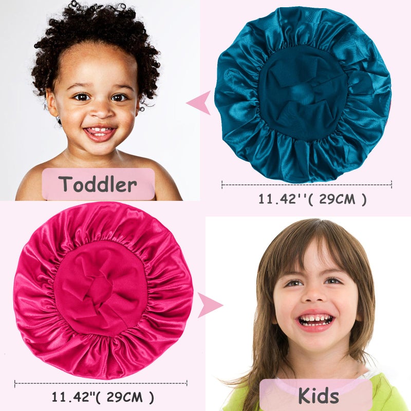 Himoswis 3 PCS Kids Bonnets for Girls Silk Bonnet for Sleeping Kids Bonnet for Kids Toddler Bonnet for Boys and Girls Small - Image 4